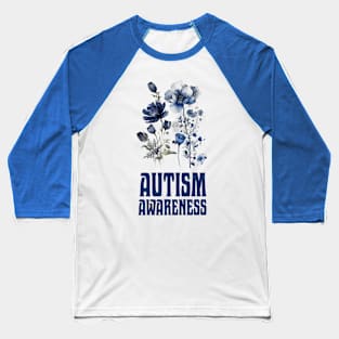 Autism Awareness Floral Baseball T-Shirt